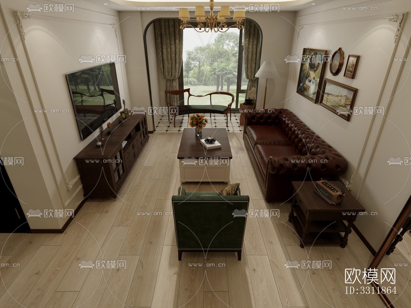 现代客餐厅效果图下载（渲染图5）