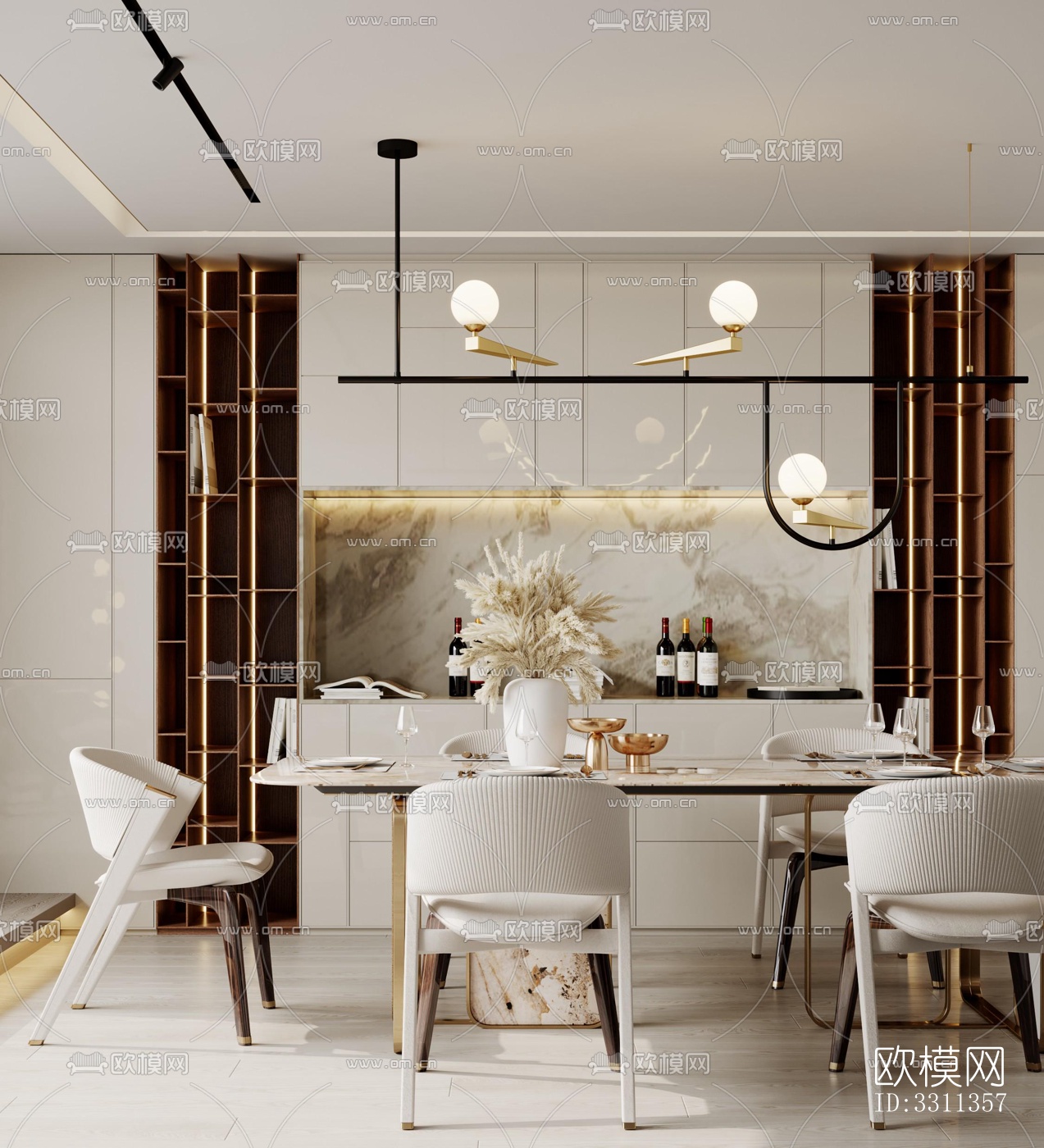 现代客餐厅效果图下载（渲染图5）