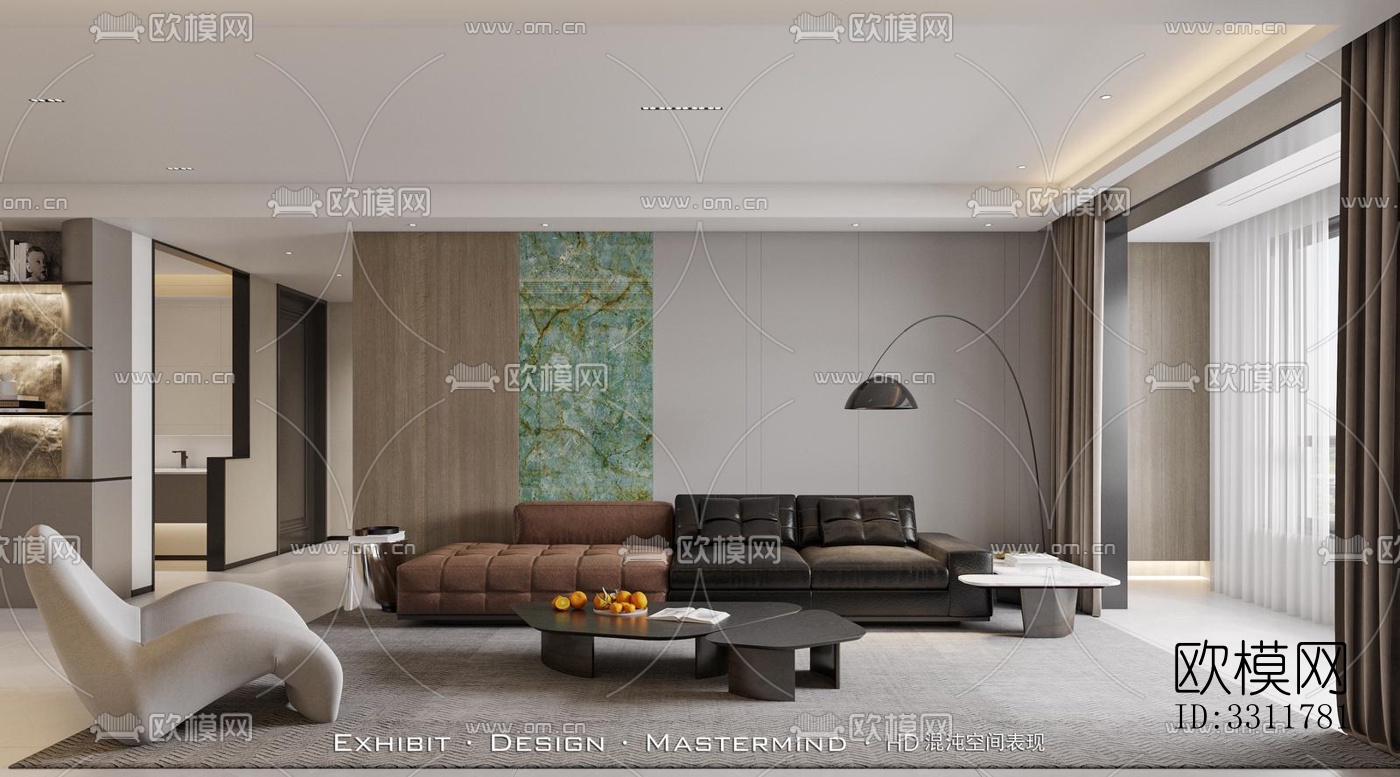 现代客餐厅效果图下载（渲染图5）