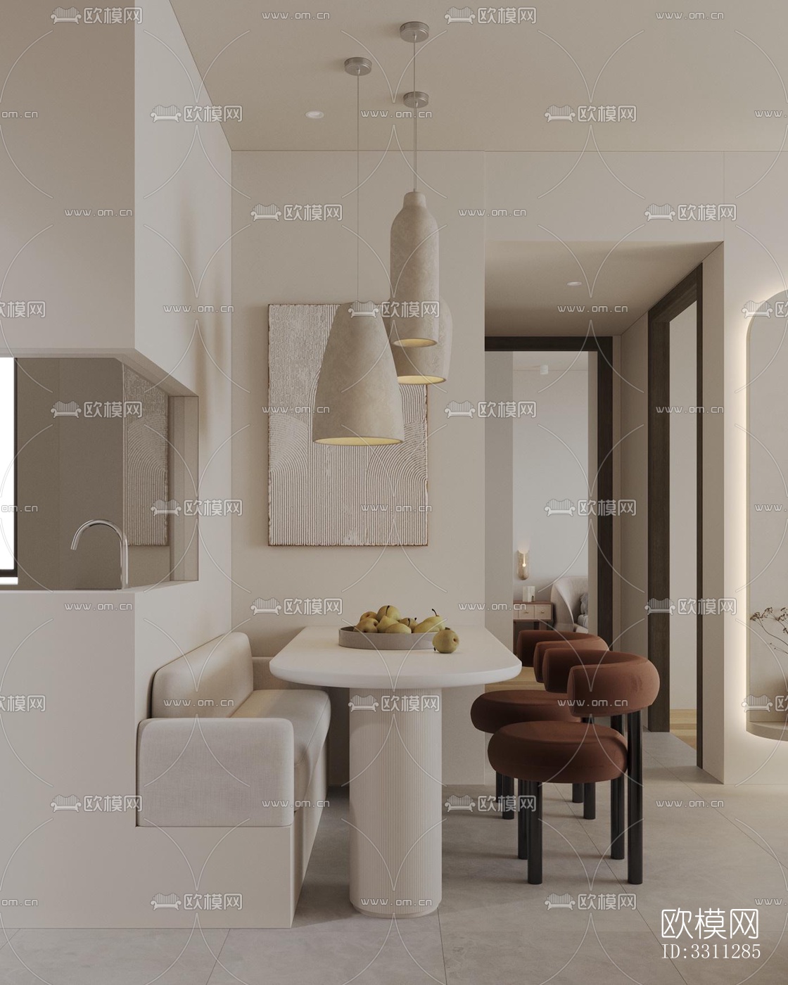 现代客餐厅效果图下载（渲染图8）