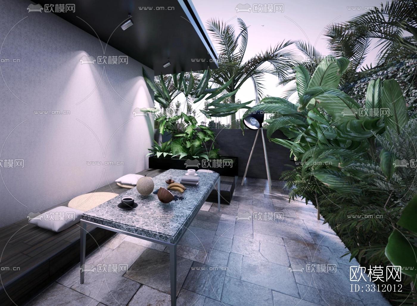 现代阳台花园效果图下载（渲染图5）