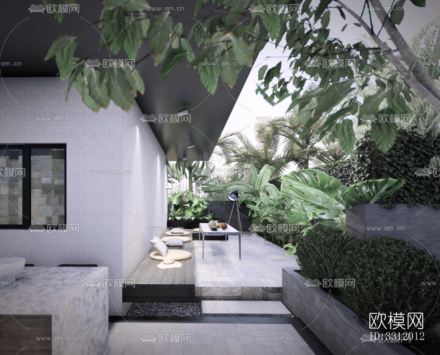 现代阳台花园效果图下载（渲染图3）