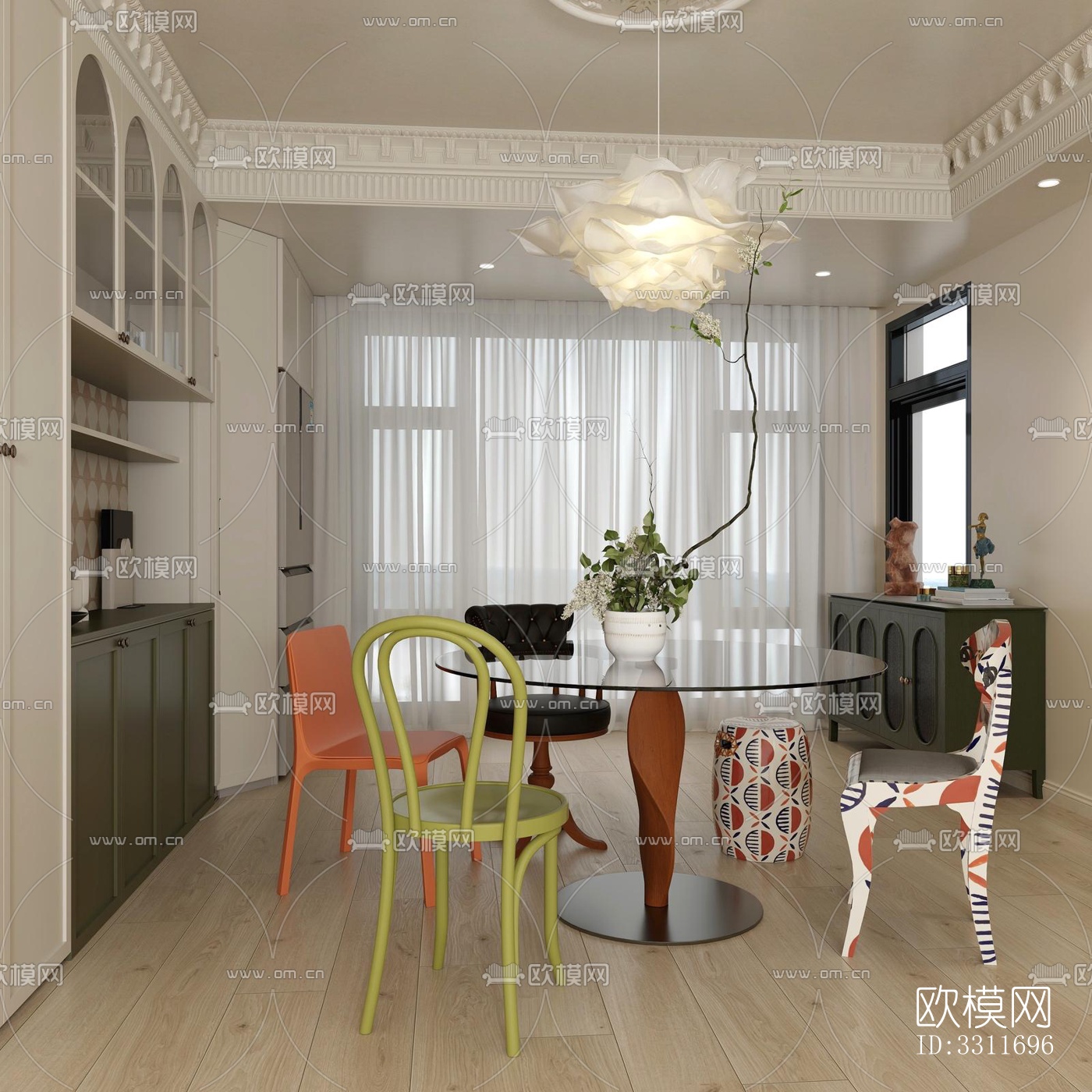 现代客餐厅效果图下载（渲染图2）