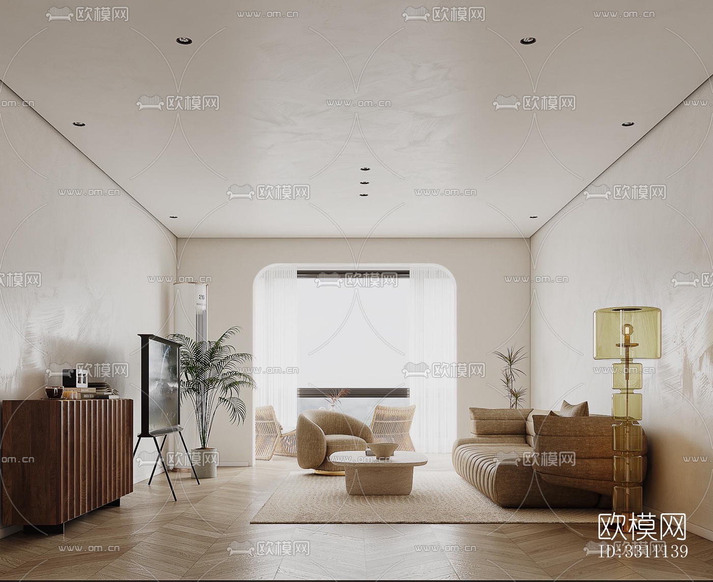 现代客餐厅效果图下载（渲染图4）