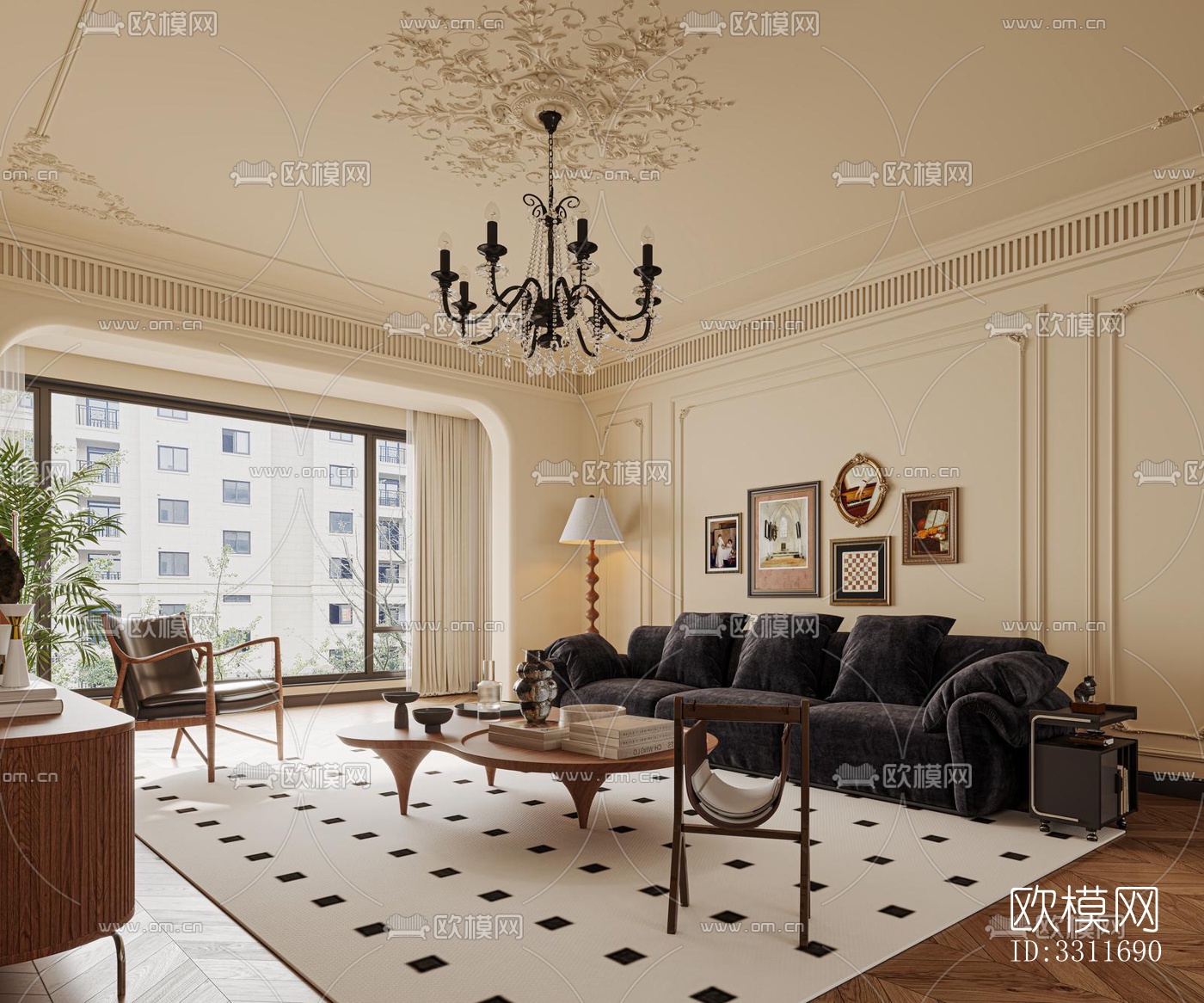 现代客餐厅效果图下载（渲染图4）