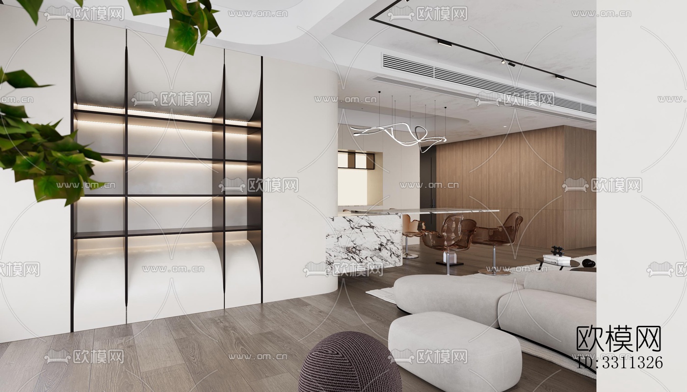 现代客餐厅效果图下载（渲染图12）