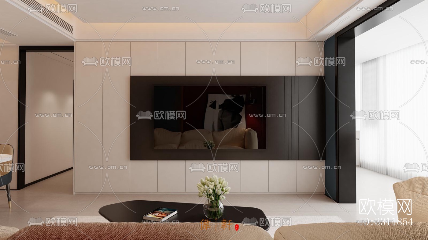 现代客餐厅效果图下载（渲染图2）