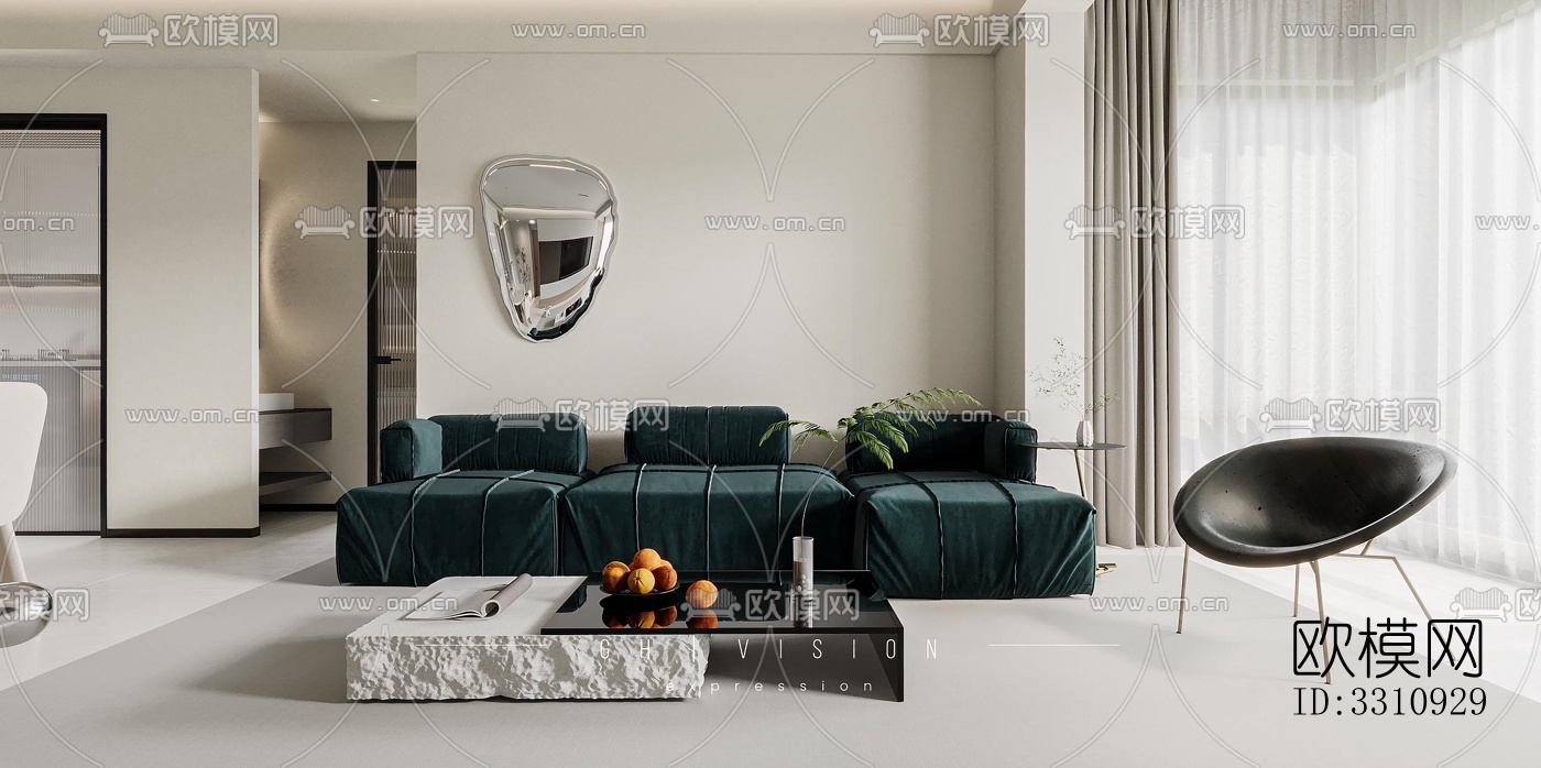 现代客餐厅效果图下载（渲染图4）