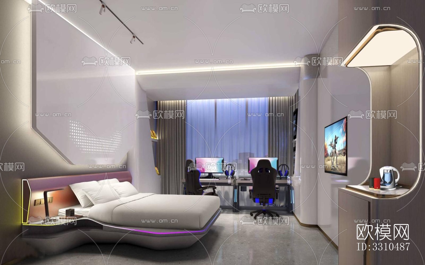 现代酒店民宿效果图下载（渲染图4）