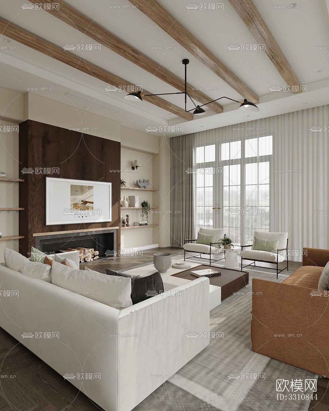 现代客餐厅效果图下载（渲染图4）