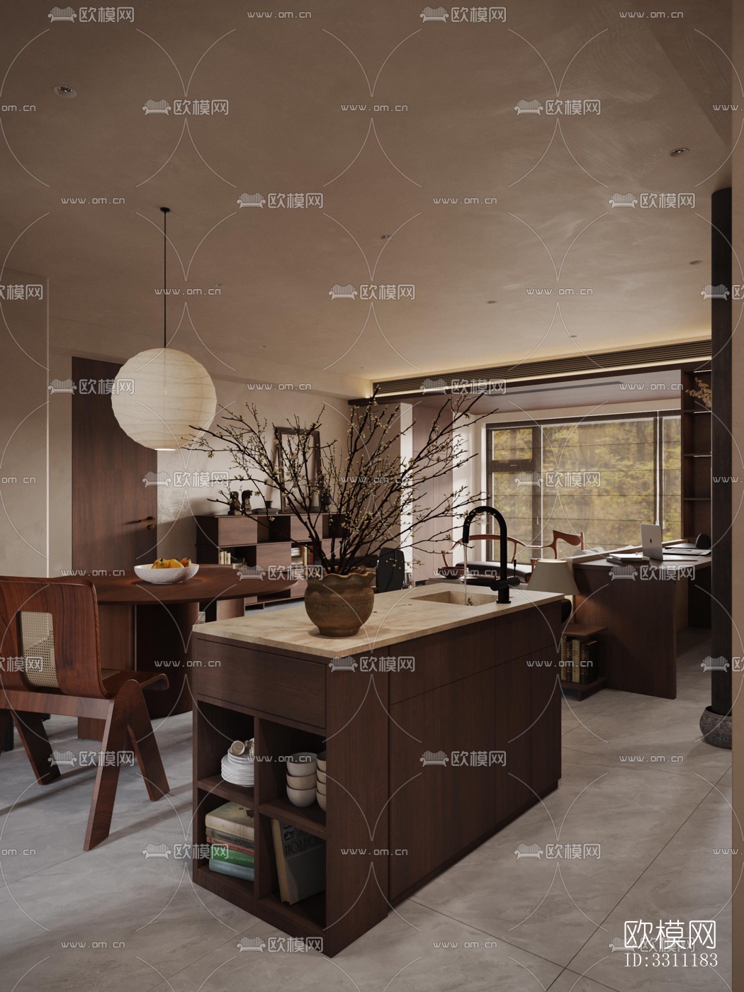 现代客餐厅效果图下载（渲染图7）