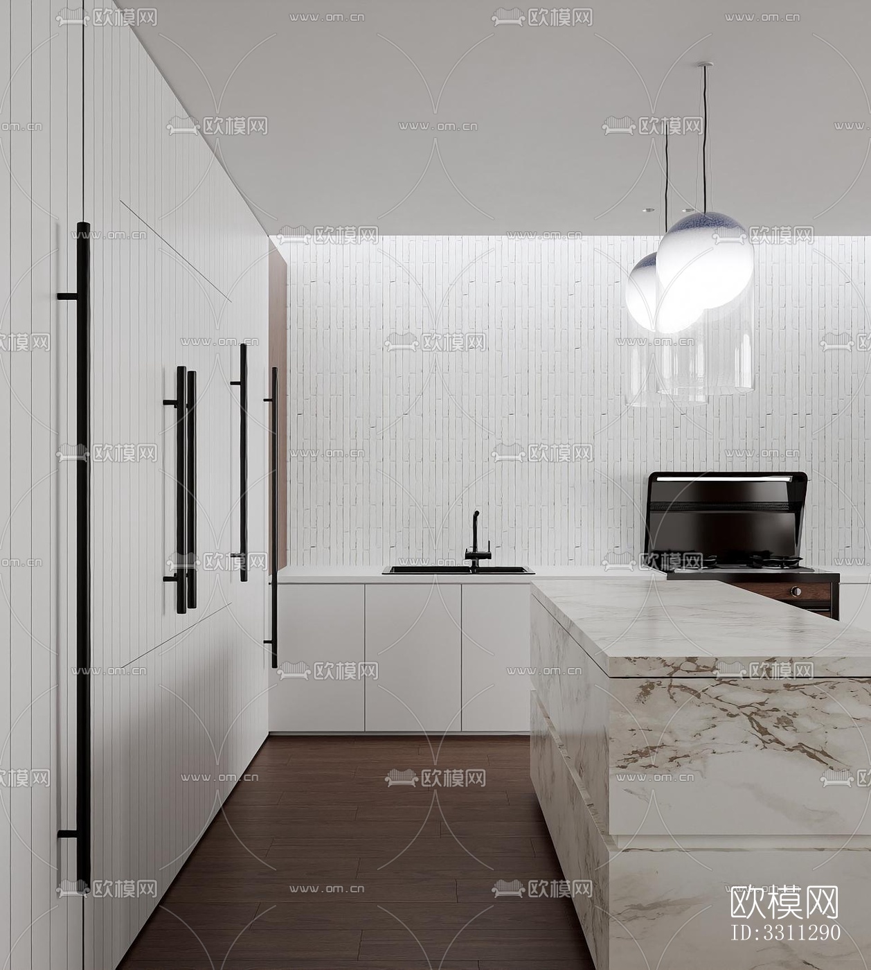 现代客餐厅效果图下载（渲染图4）