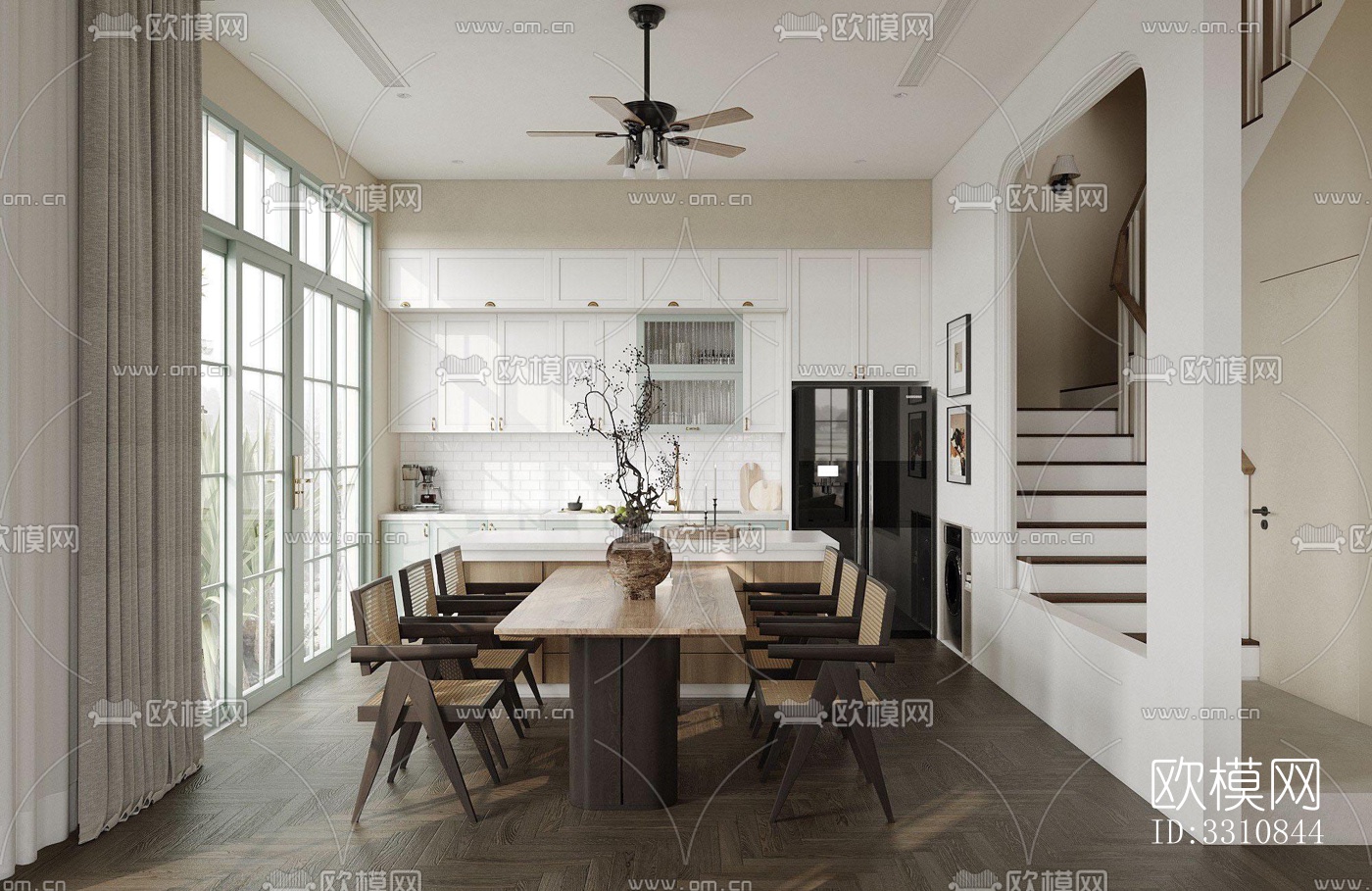 现代客餐厅效果图下载（渲染图10）