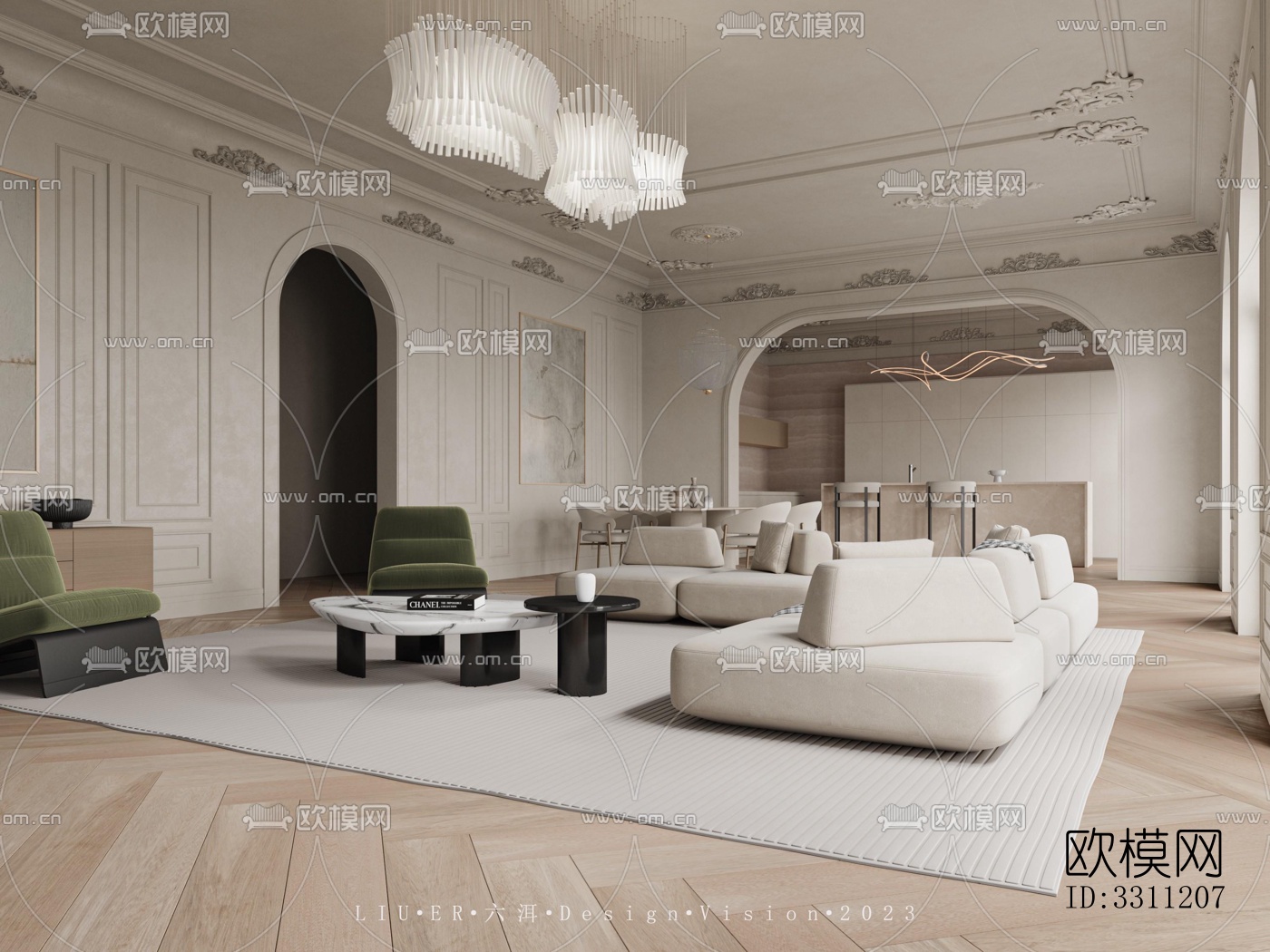 现代客餐厅效果图下载（渲染图7）