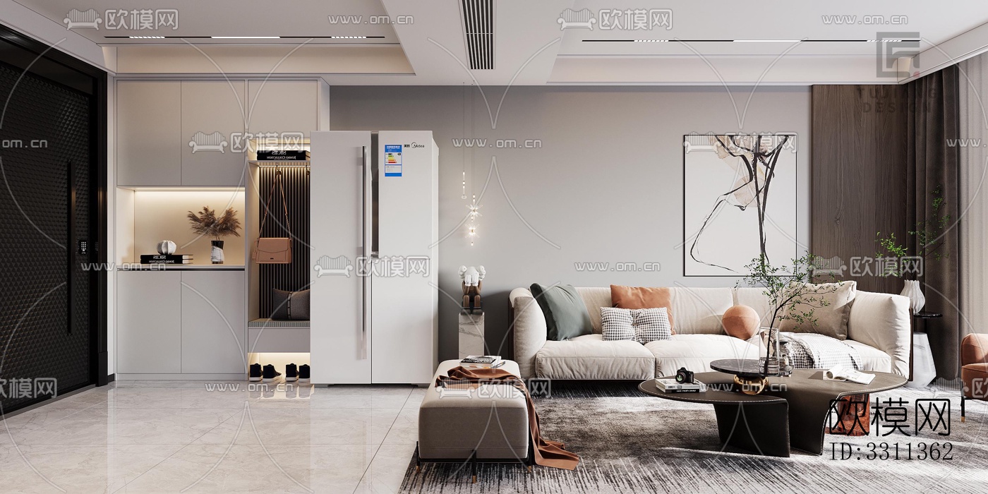 现代客餐厅效果图下载（渲染图5）