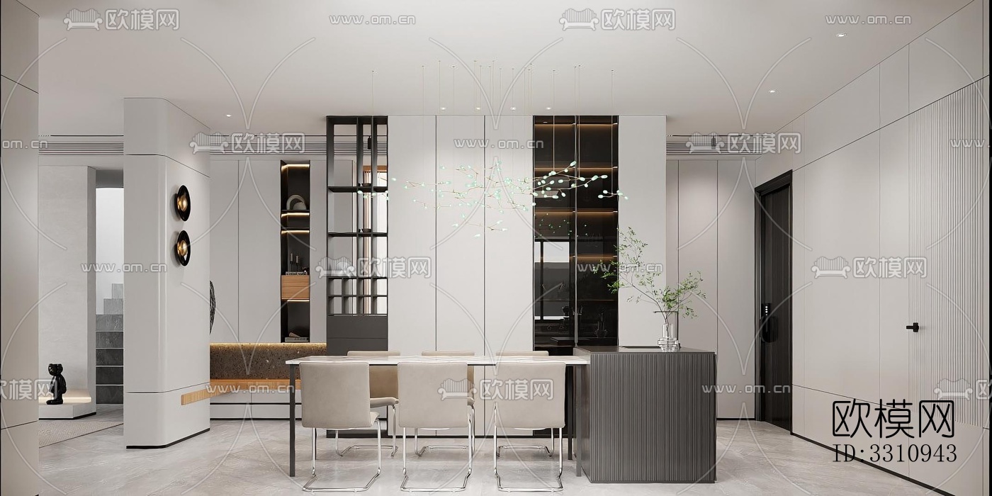现代客餐厅效果图下载（渲染图3）