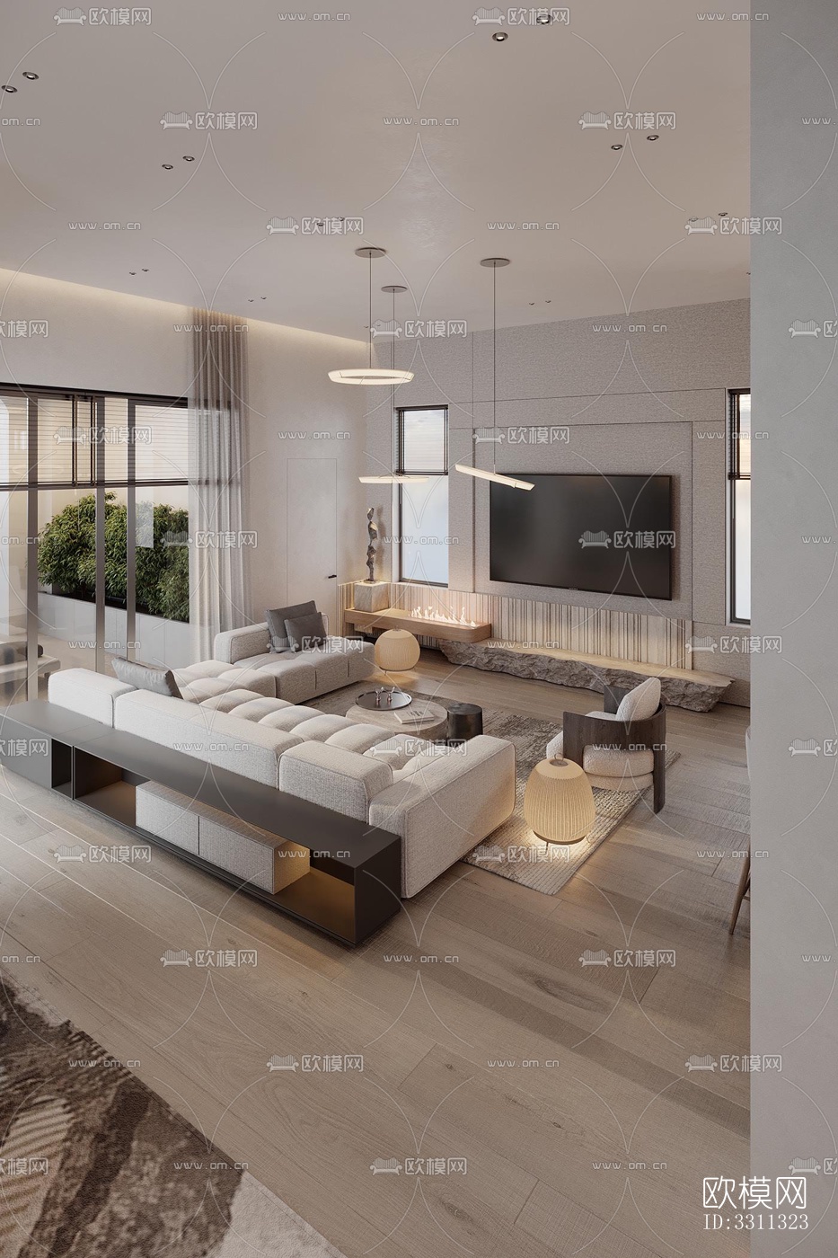 现代客餐厅效果图下载（渲染图16）