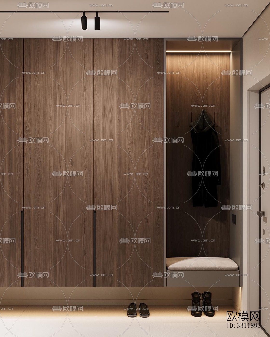 现代玄关过道效果图下载（渲染图2）