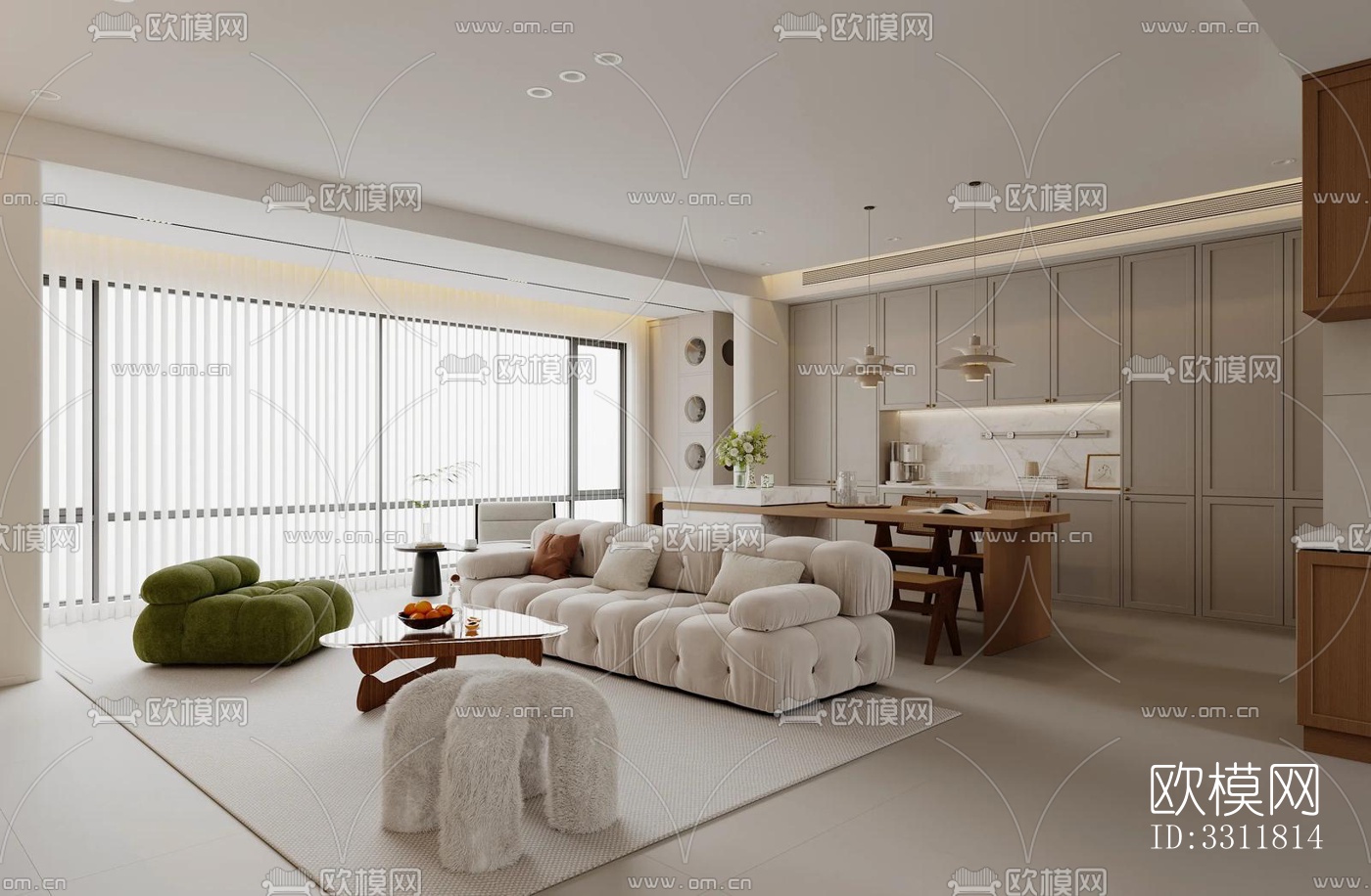 现代客餐厅效果图下载（渲染图2）