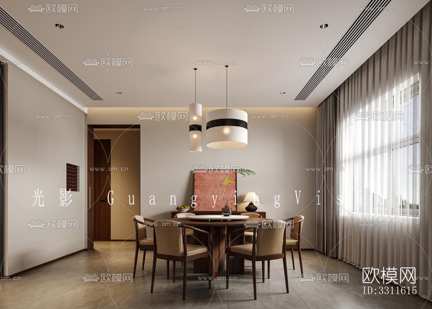 现代客餐厅效果图下载（渲染图3）