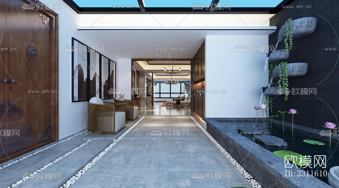 现代客餐厅效果图下载（渲染图3）