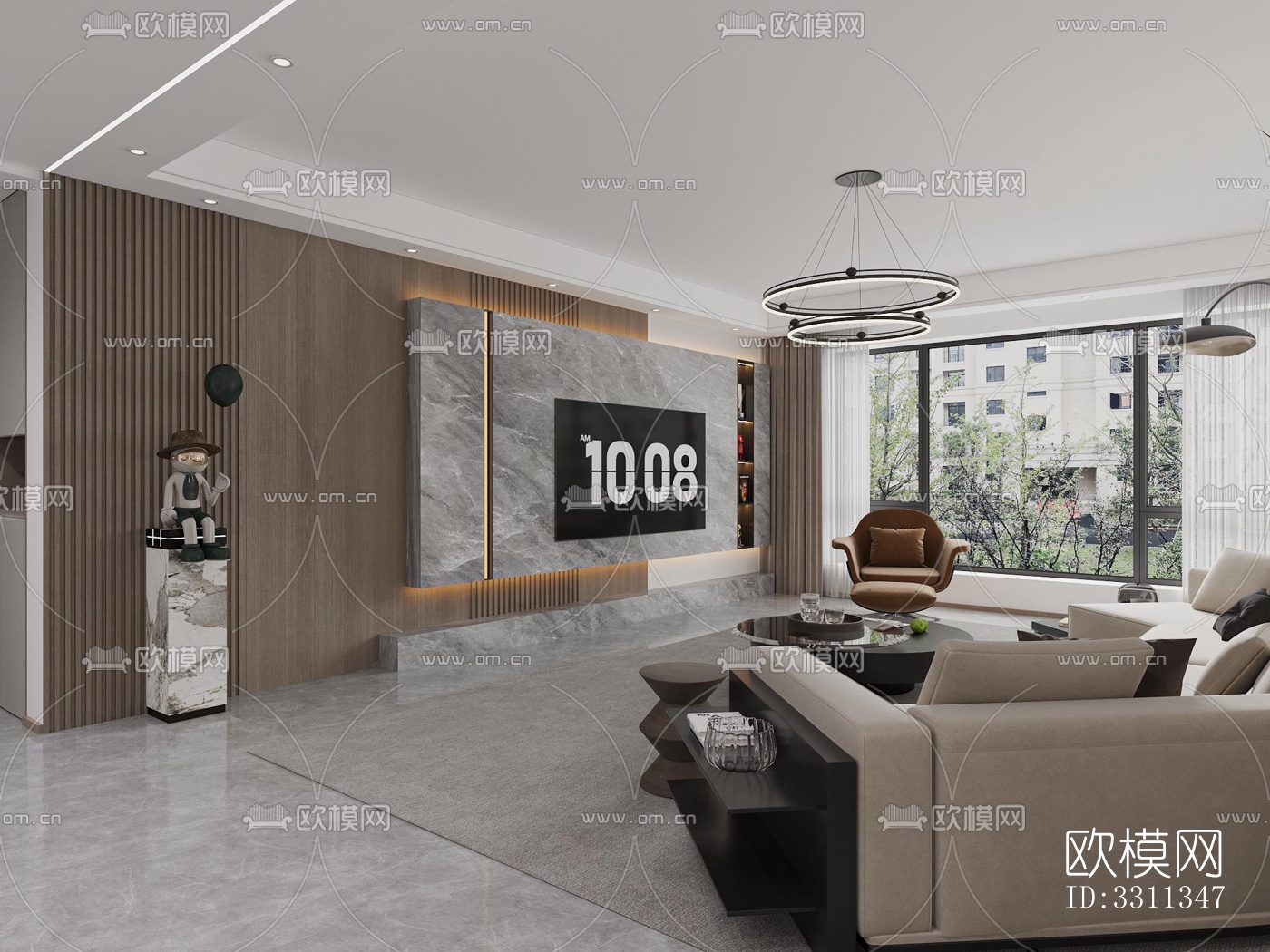 现代客餐厅效果图下载（渲染图4）