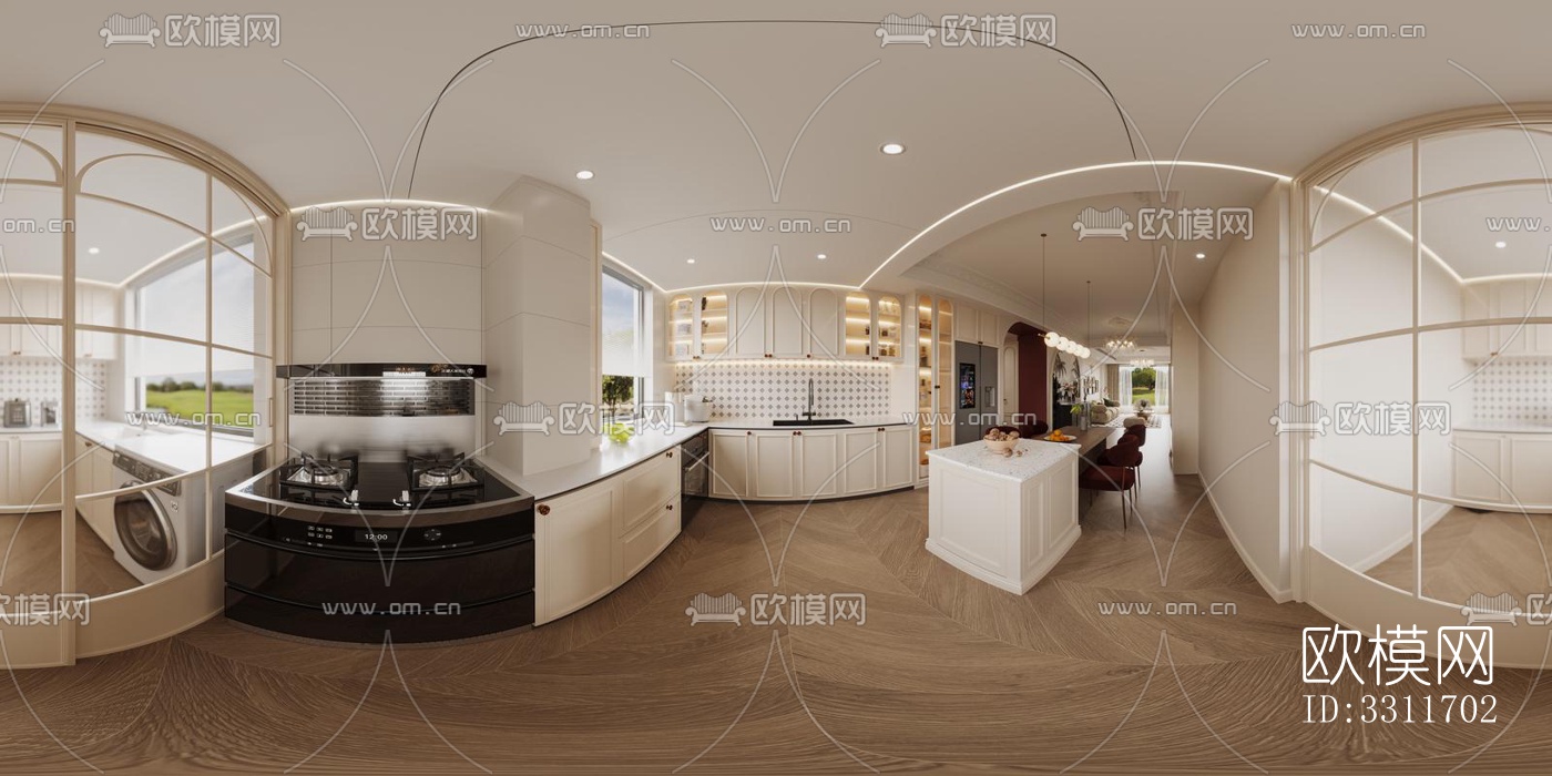 现代客餐厅效果图下载（渲染图3）