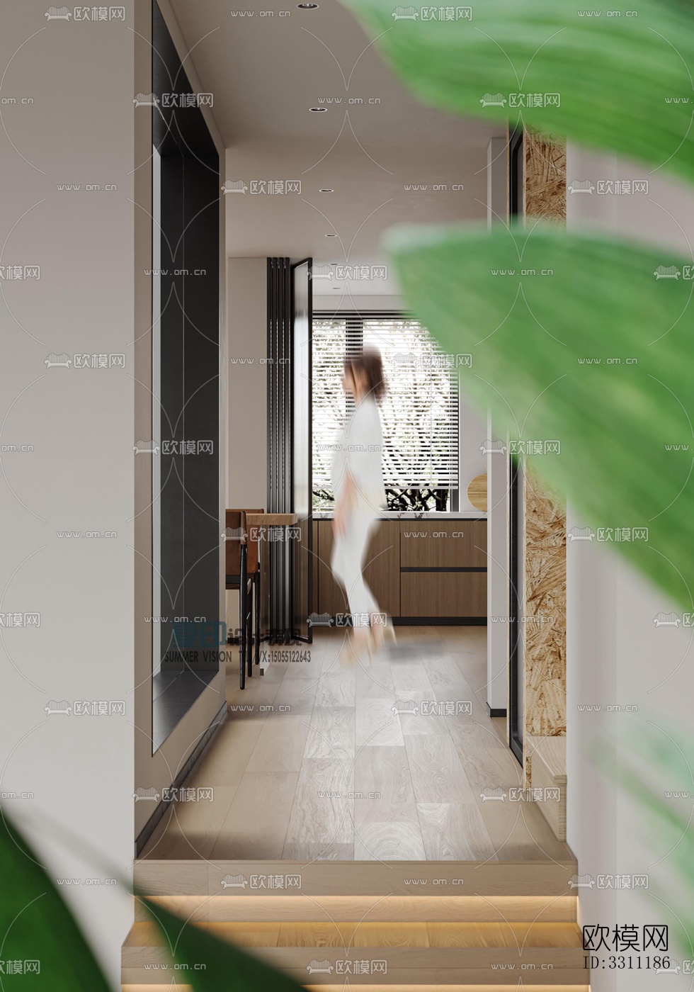 现代客餐厅效果图下载（渲染图1）