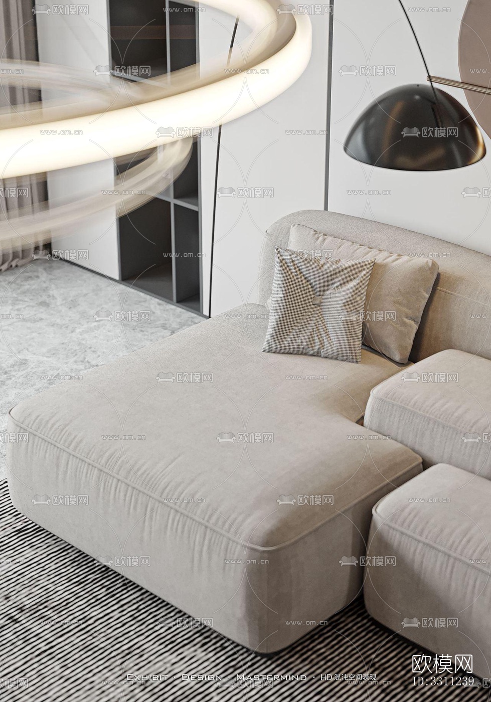 现代客餐厅效果图下载（渲染图3）