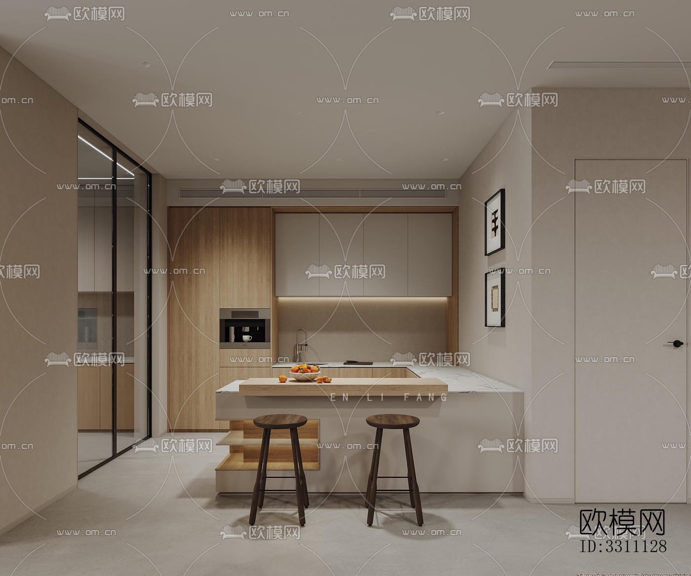 现代客餐厅效果图下载（渲染图4）