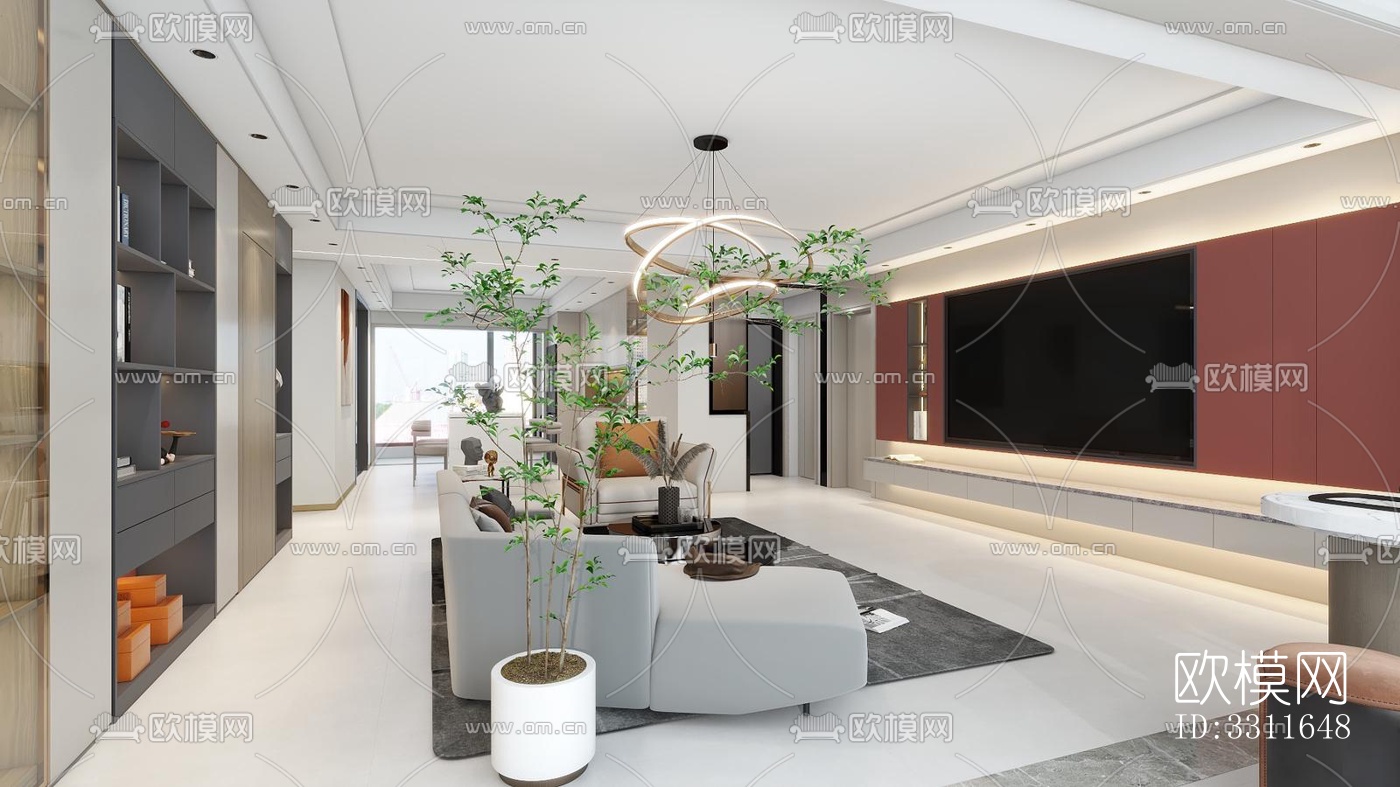 现代客餐厅效果图下载（渲染图6）