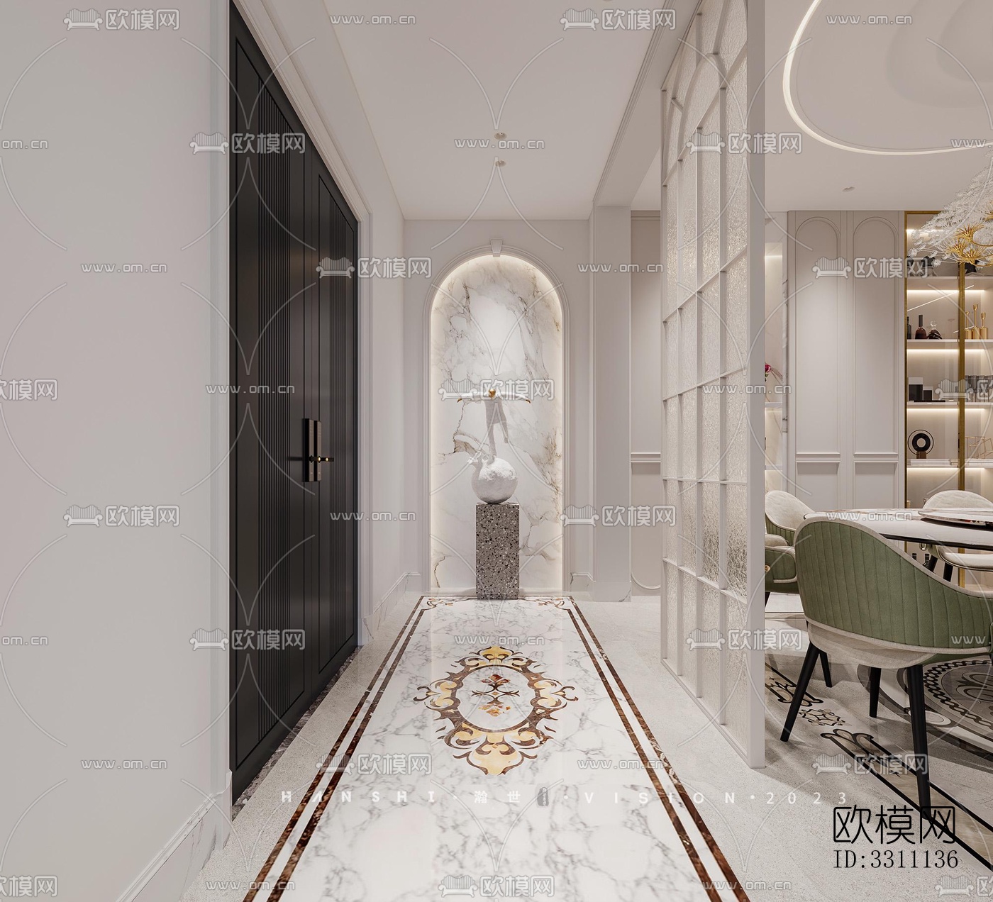 现代客餐厅效果图下载（渲染图5）