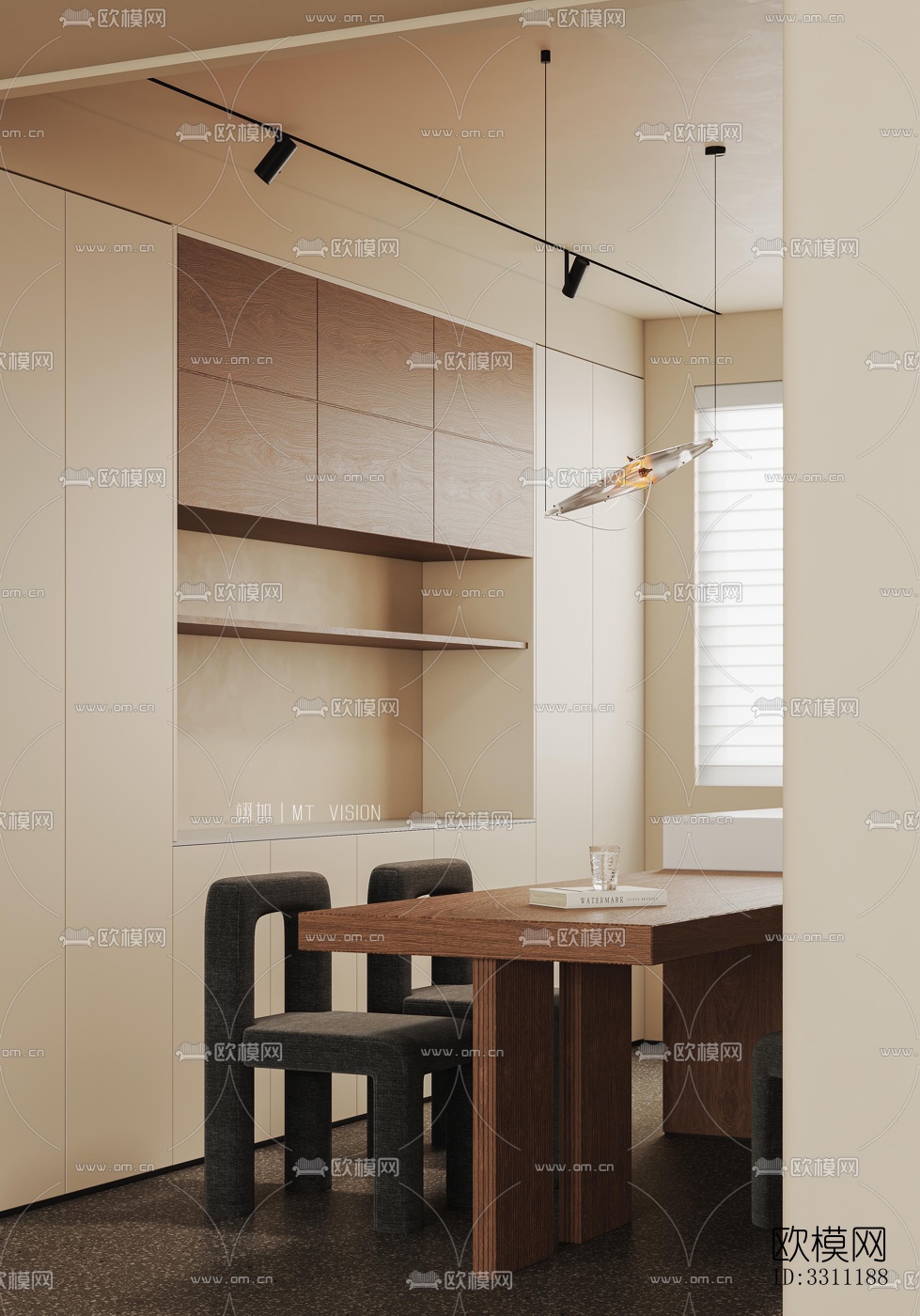 现代客餐厅效果图下载（渲染图4）