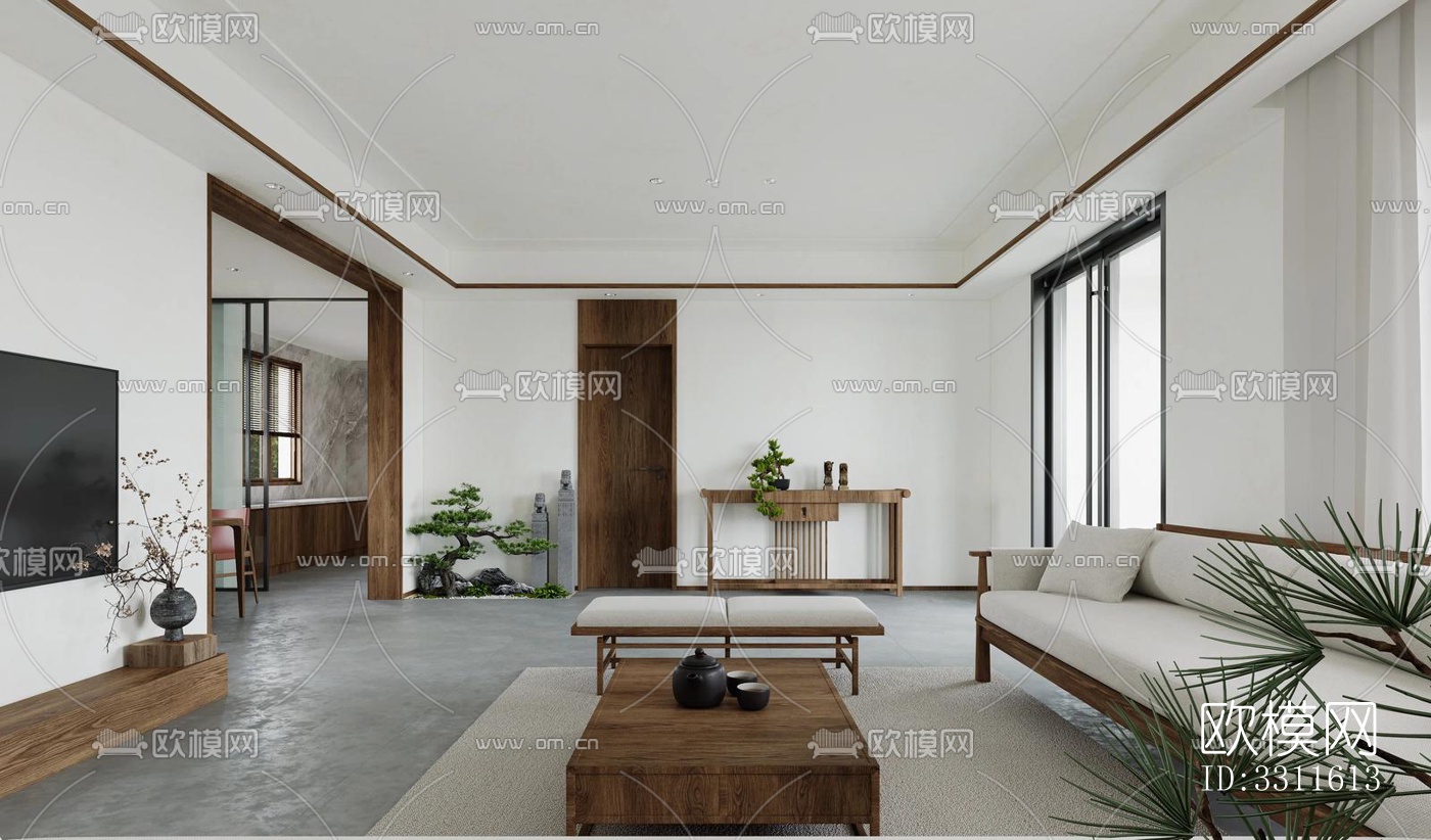 现代客餐厅效果图下载（渲染图1）