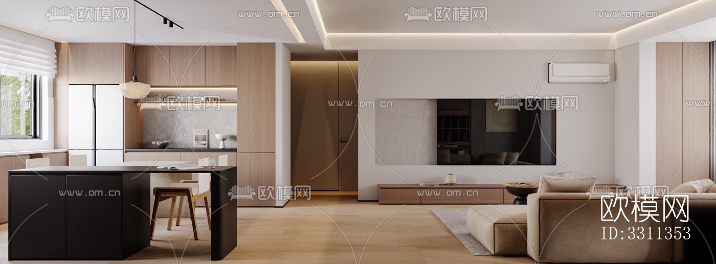 现代客餐厅效果图下载（渲染图9）