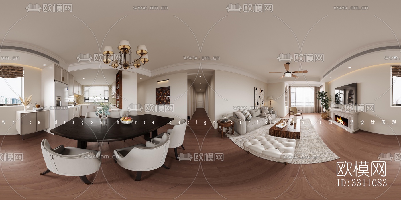 现代客餐厅效果图下载（渲染图4）