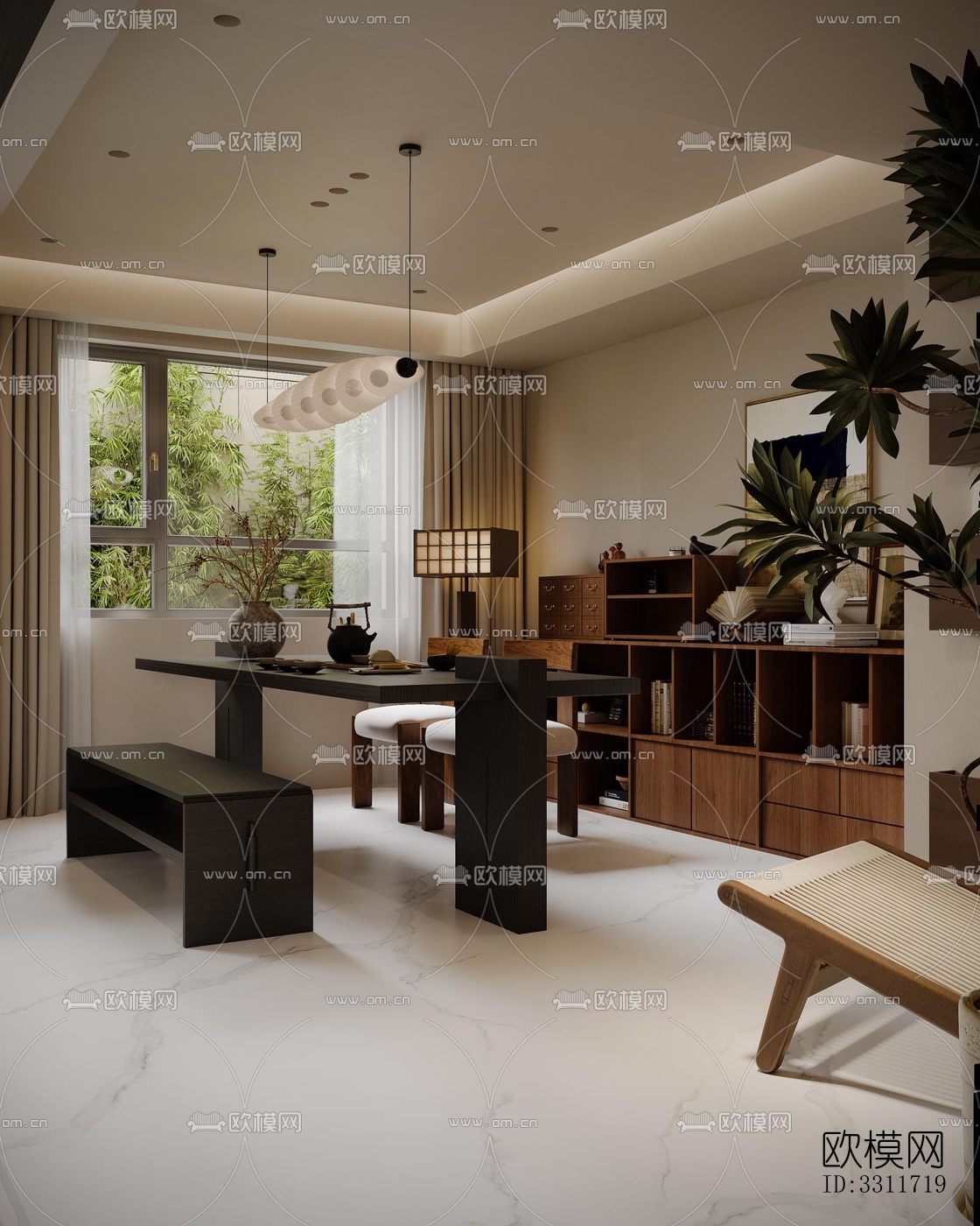 现代客餐厅效果图下载（渲染图7）