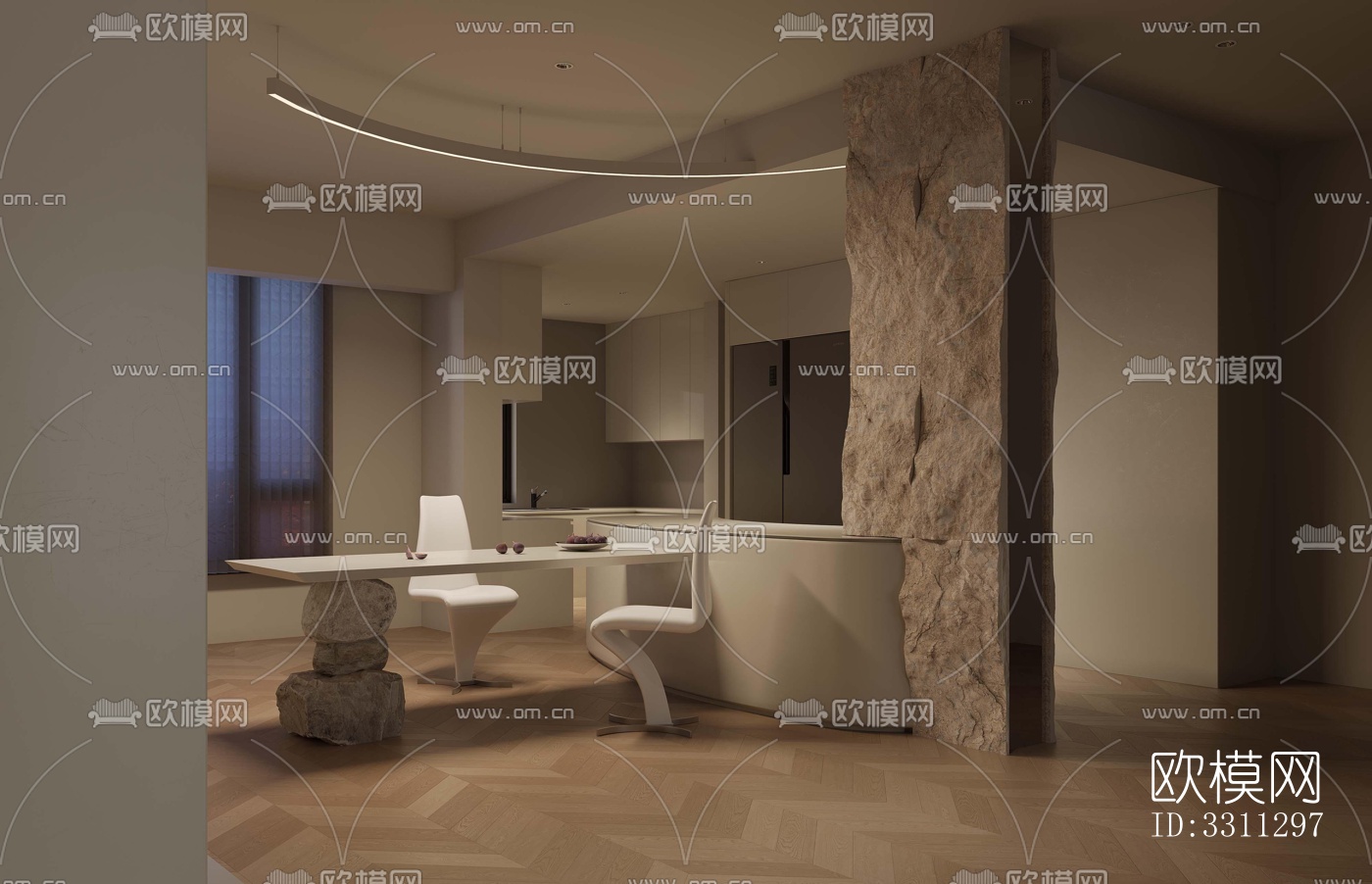 现代客餐厅效果图下载（渲染图2）