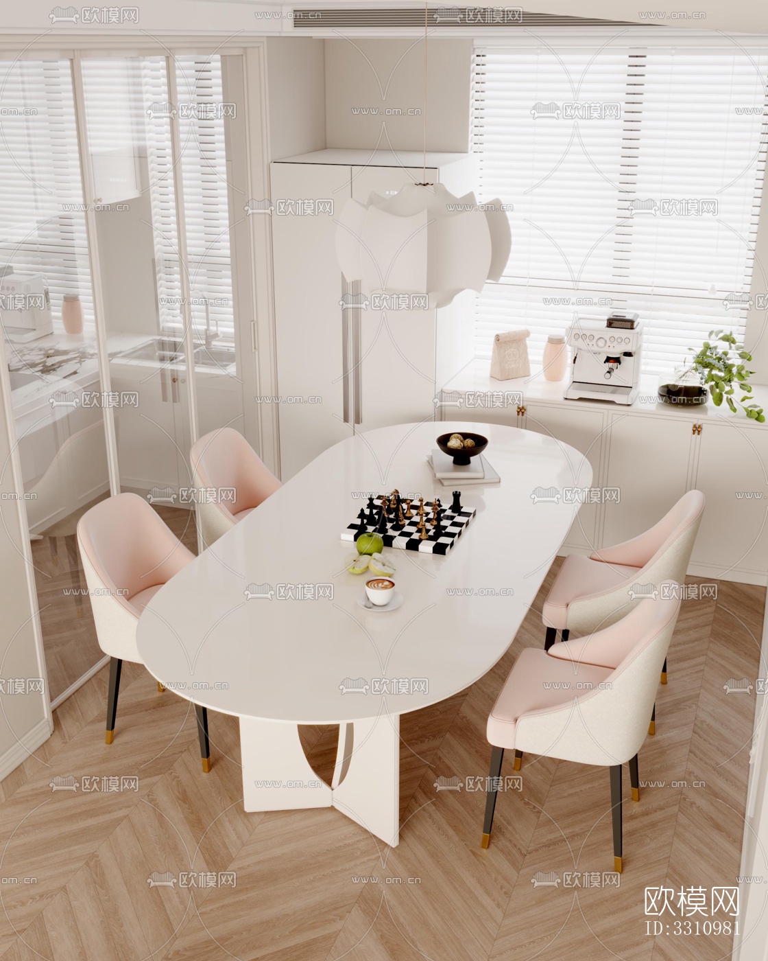 现代客餐厅效果图下载（渲染图4）