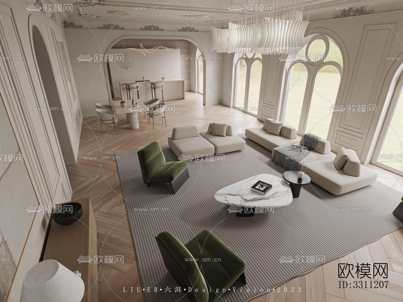 现代客餐厅效果图下载（渲染图8）