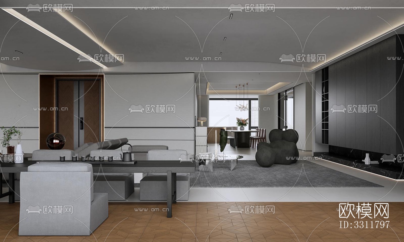 现代客餐厅效果图下载（渲染图13）