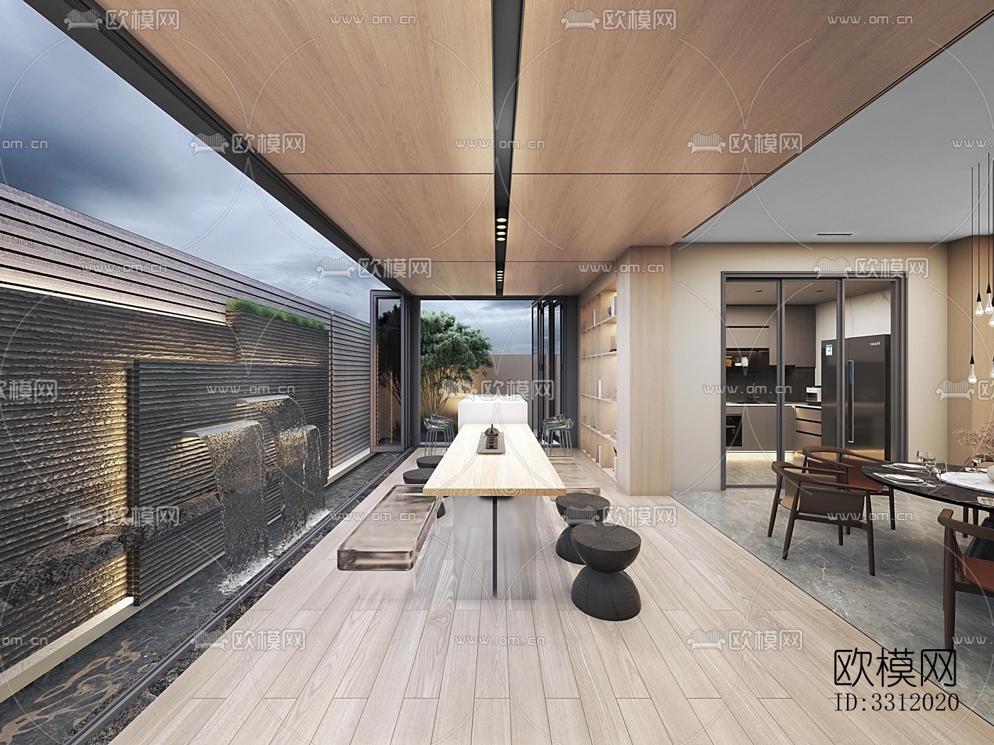 现代阳台花园效果图下载（渲染图6）