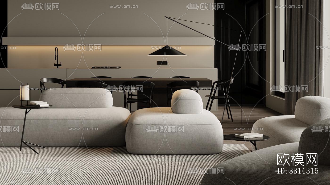 现代客餐厅效果图下载（渲染图13）