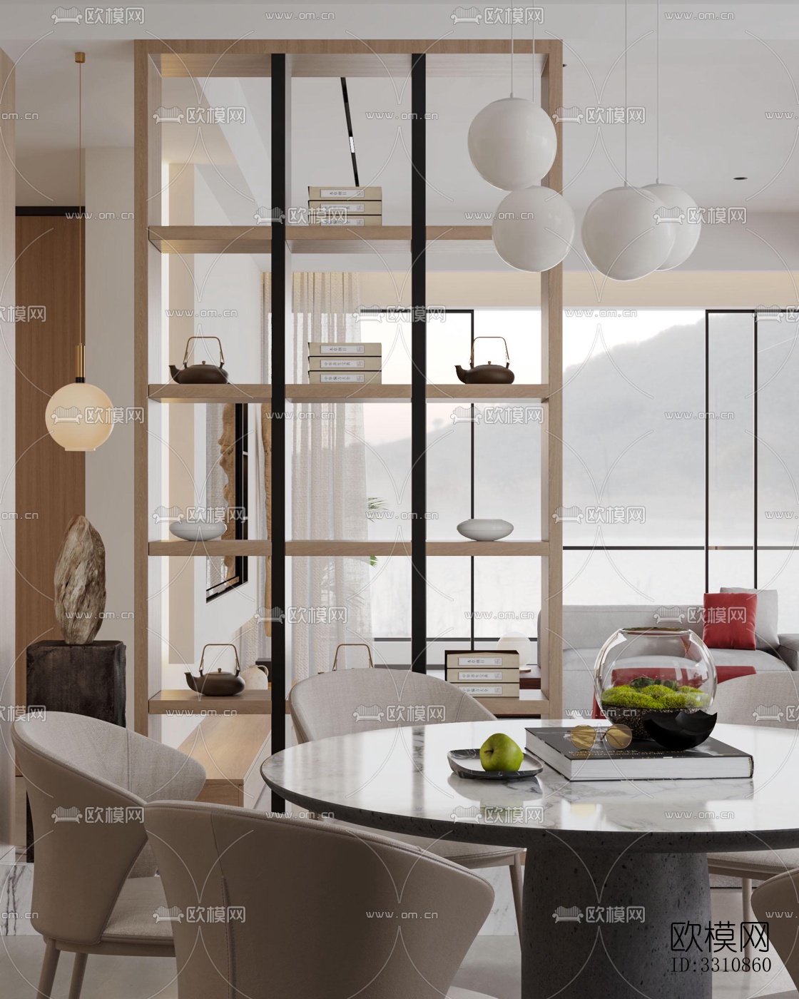 现代客餐厅效果图下载（渲染图6）