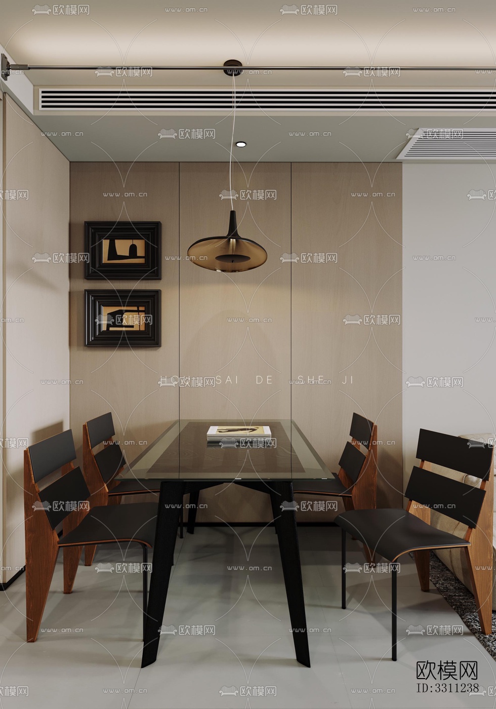 现代客餐厅效果图下载（渲染图9）
