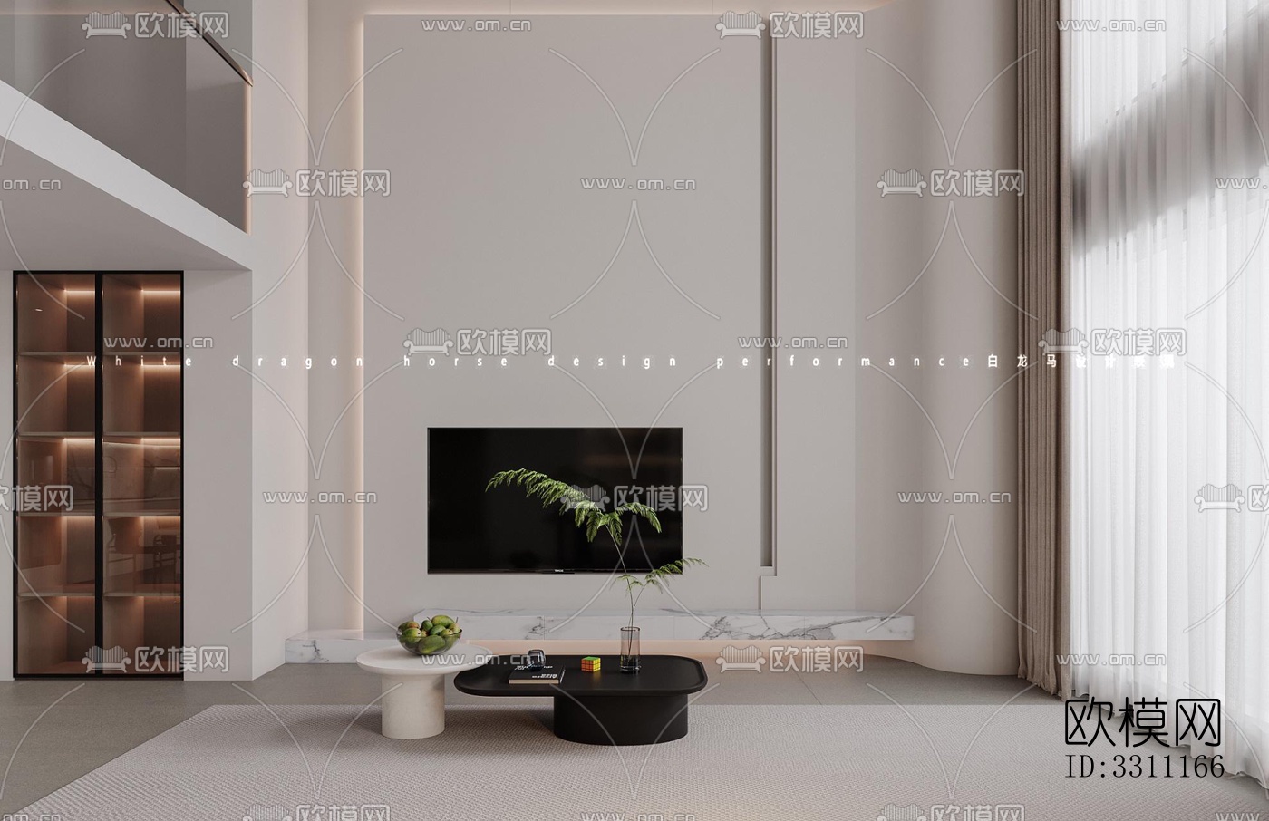 现代客餐厅效果图下载（渲染图3）