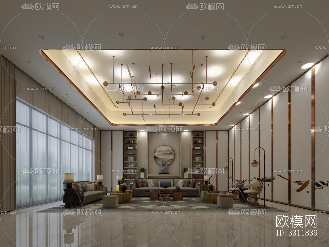 现代客餐厅效果图下载（渲染图2）