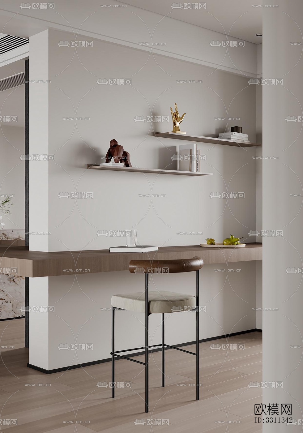 现代客餐厅效果图下载（渲染图7）