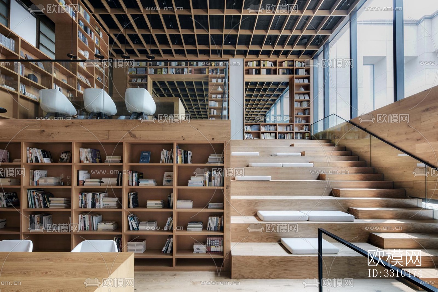 现代图书馆效果图下载（渲染图1）