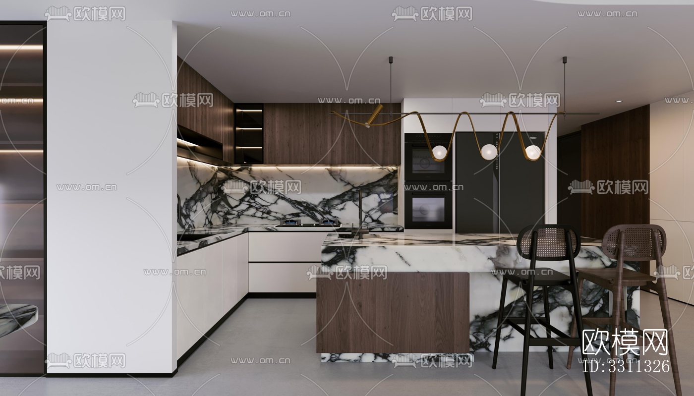 现代客餐厅效果图下载（渲染图9）